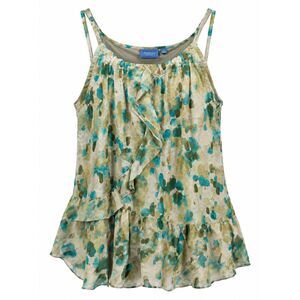 Simply Vera Vera Wang Women’s Ruffle Tank Top Blue Green Floral Size L